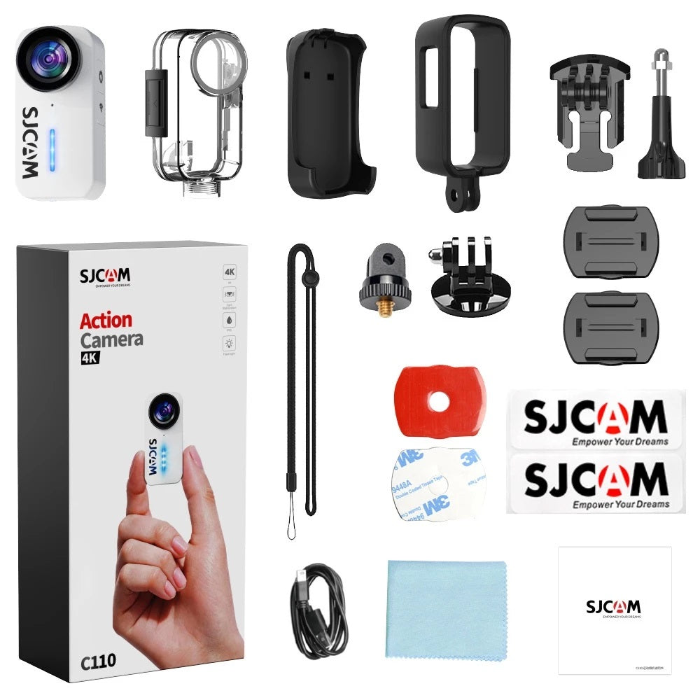 SJCam 4K Action Camera Kit with Thumb ame, accessories, and protective case for versatile filming