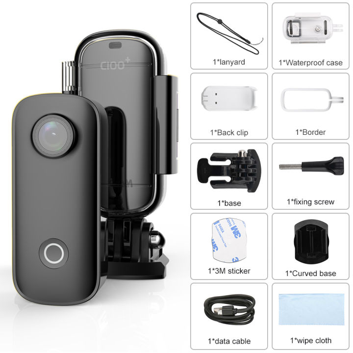 VMIDirect Waterproof Mini Wearable Sports Cam with accessories for versatile outdoor use