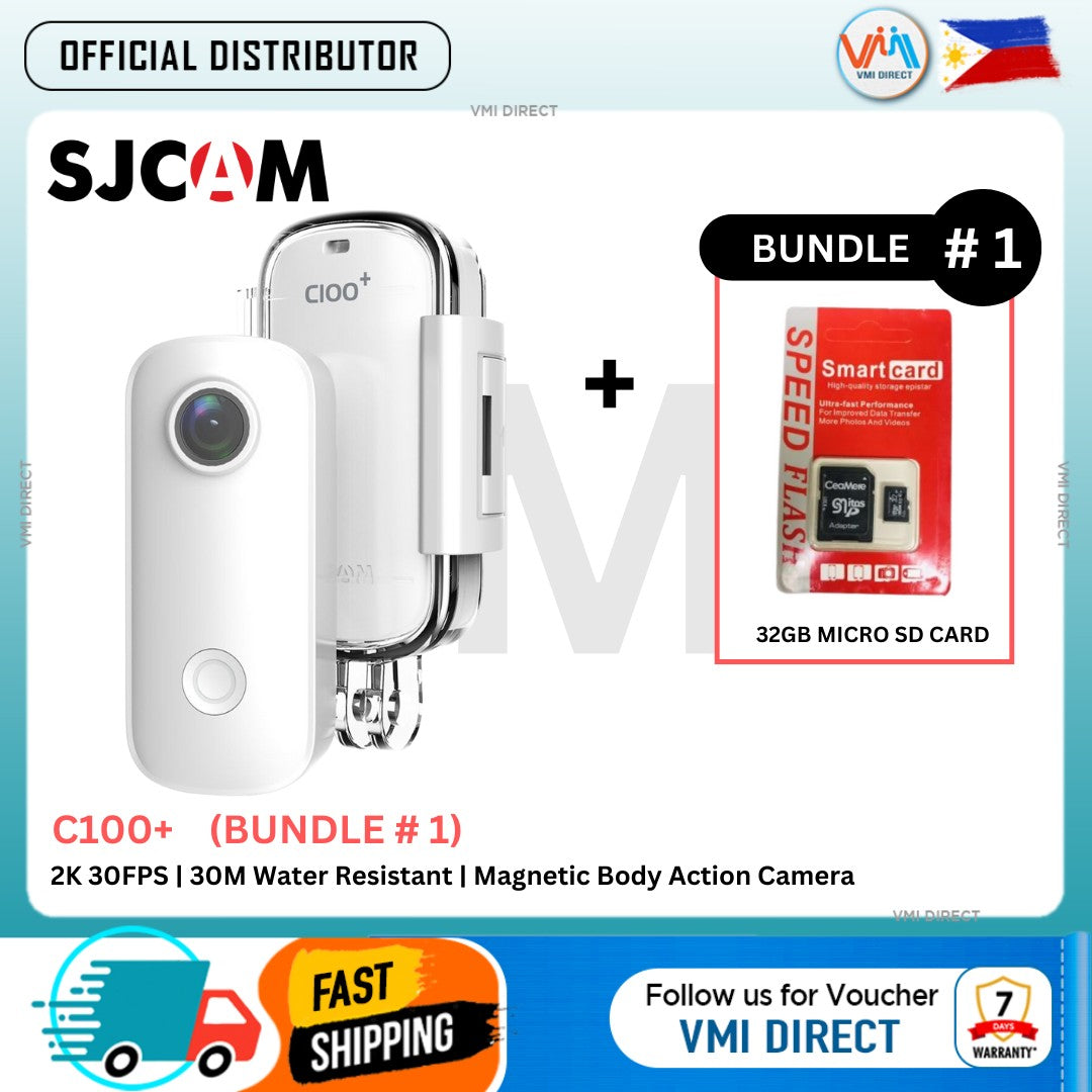 VMIDirect Waterproof Mini Wearable Sports Cam C100+ with 32GB Micro SD Card for action-packed adventures