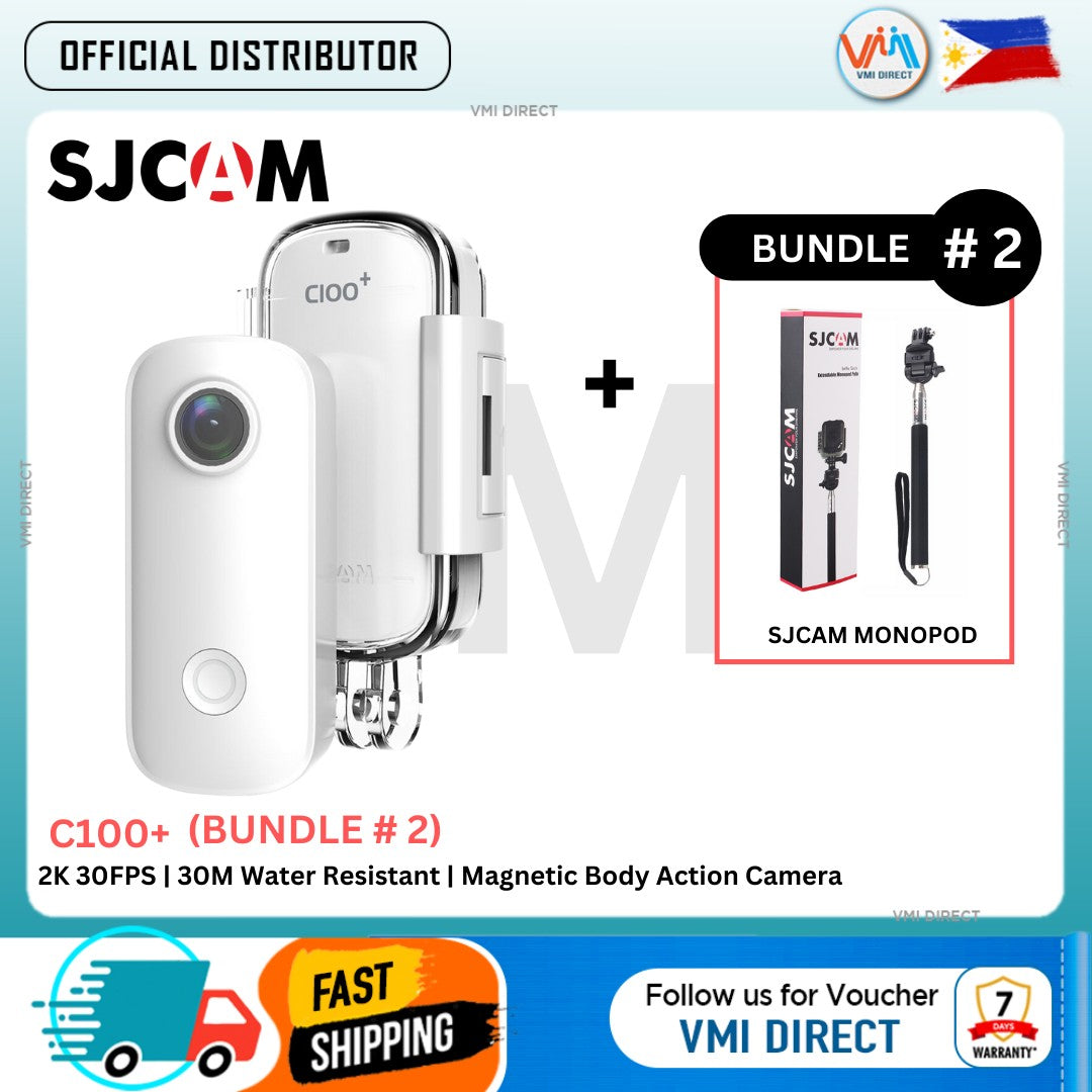 VMIDirect Waterproof Mini Wearable Sports Cam C100+ Bundle with Monopod for adventure enthusiasts