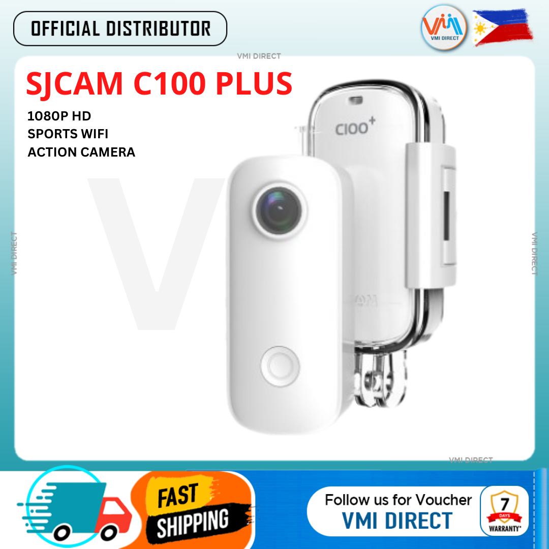 SJCam C100 Plus 1080P HD Action Camera in white, a Waterproof Mini Wearable Sports Cam, perfect for adventures.