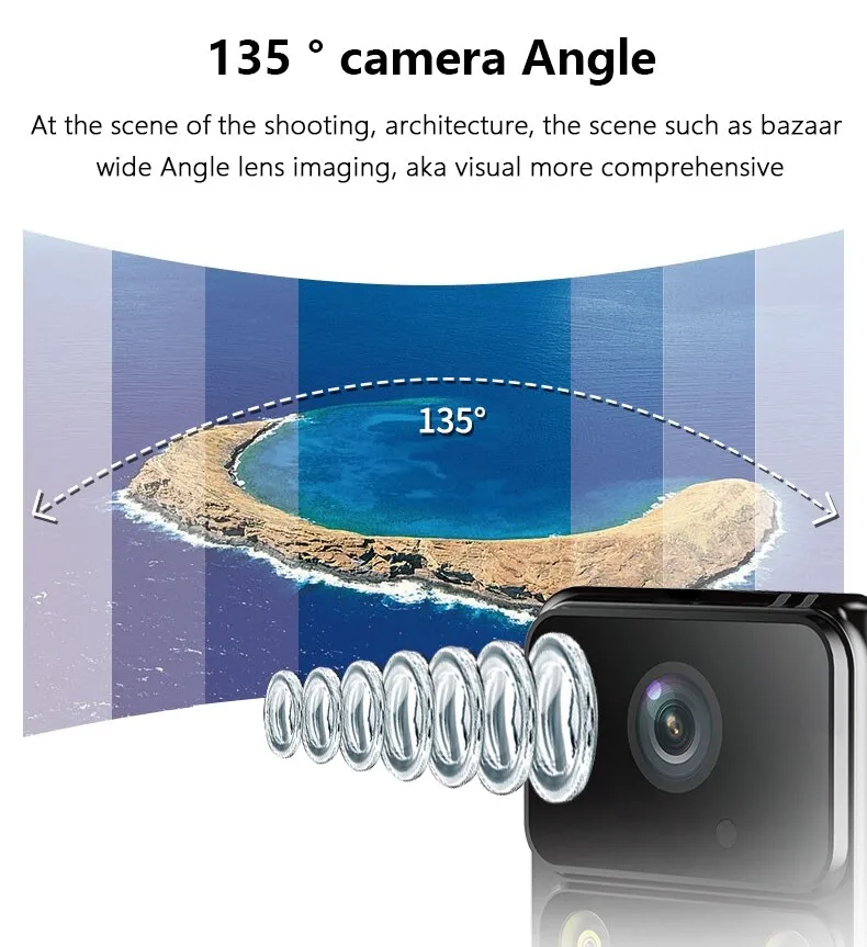 VMIDirect Wearable 4K Body Camera showcasing a 135-degree wide-angle lens for immersive shooting experiences.