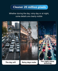 VMIDirect Wearable 4K Body Camera showcasing clear images in various conditions: daytime, rainy, and night scenes.