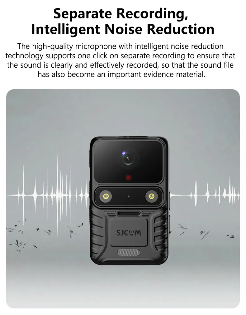 Wearable 4K Body Camera with Intelligent Noise Reduction for Clear Audio Recording