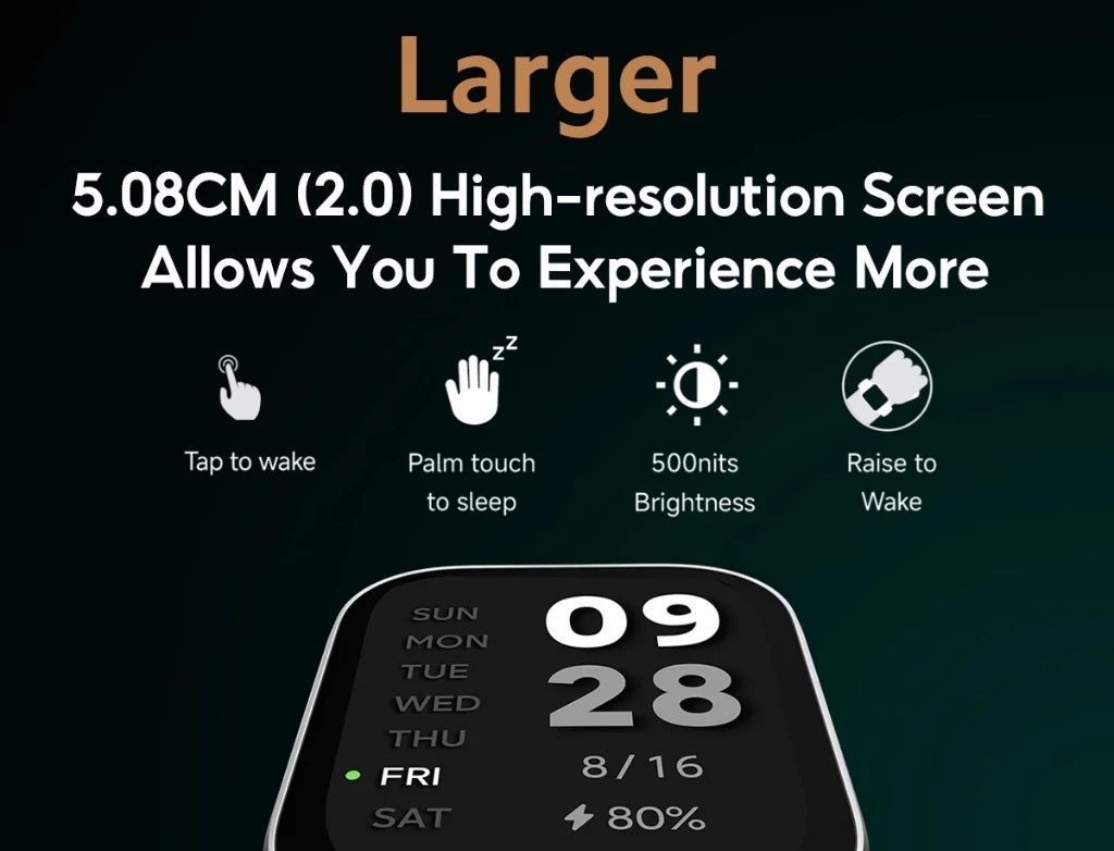 VMIDirect Smart Health Monitoring Watch with 5.08CM high-resolution screen and sleep tracking features