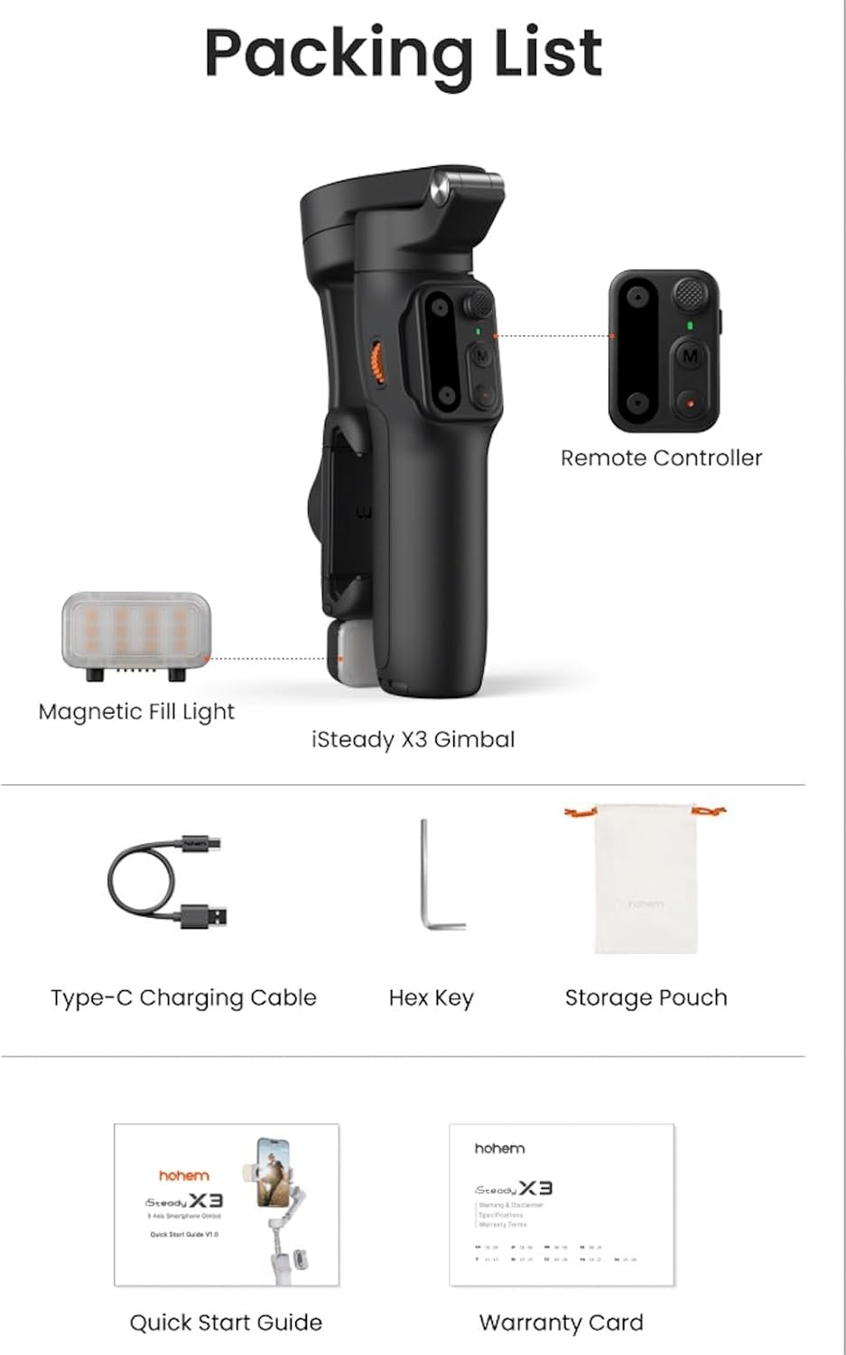 ISteady X3 Smartphone Gimbal Stabilizer with Remote Controller and Accessories