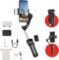 Smartphone gimbal stabilizer with built-in light and remote for smooth videos and photos