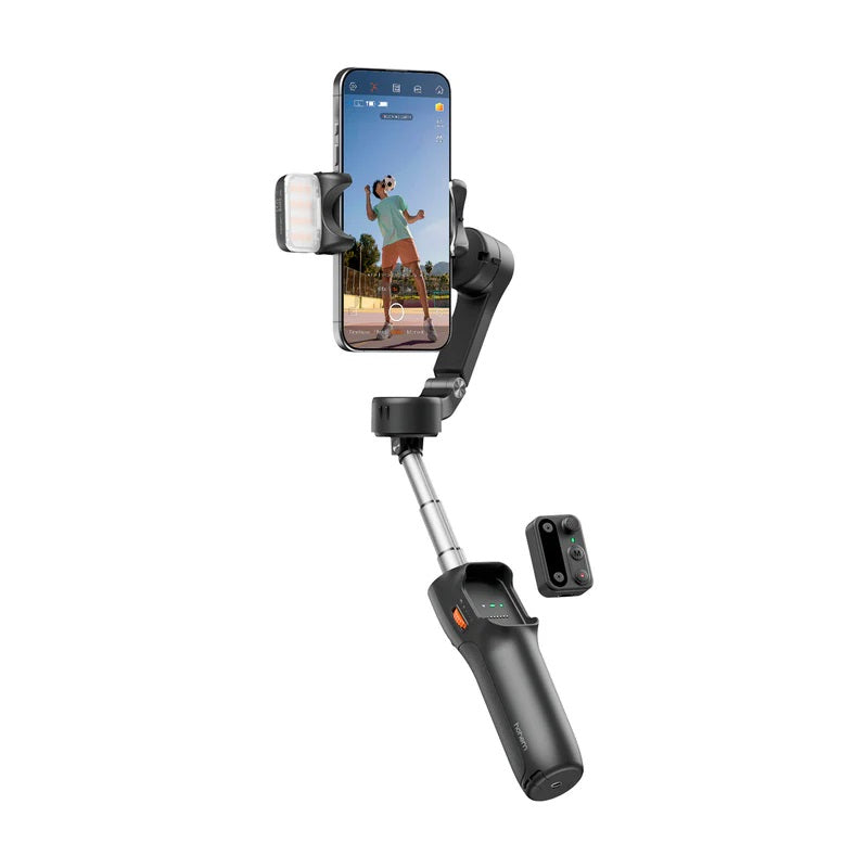 Smartphone gimbal stabilizer with adjustable grips for smooth video recording