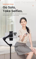 Smartphone gimbal stabilizer for easy solo selfies up to 10m distance with detachable design