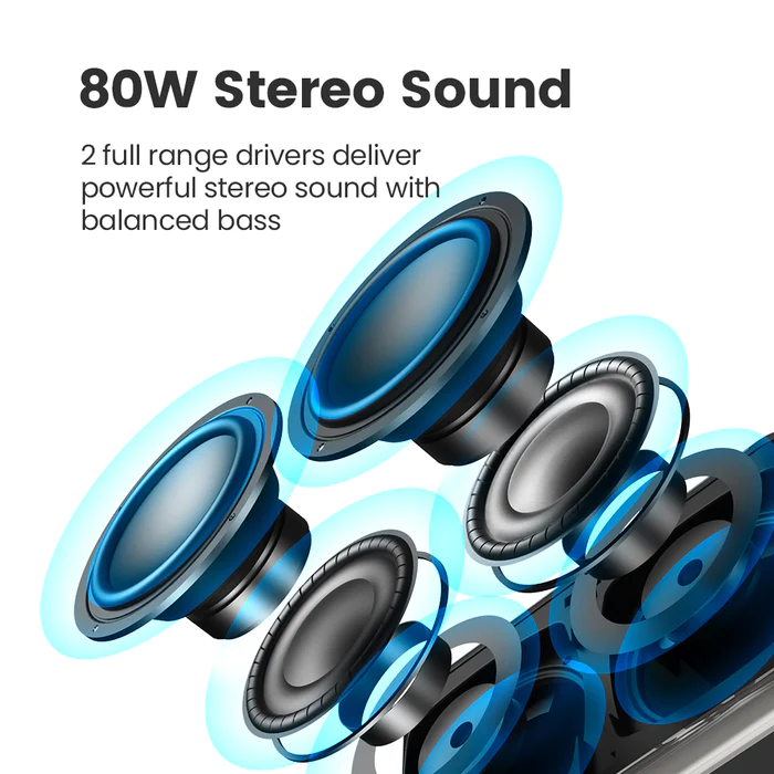 Bluetooth Karaoke Speaker with Two Wireless Microphones and Colorful LED Lights