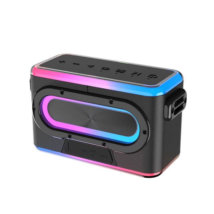VMIDirect Bluetooth Karaoke Speaker with RGB Lights and Built-in Microphone for Fun Sing-Along Sessions