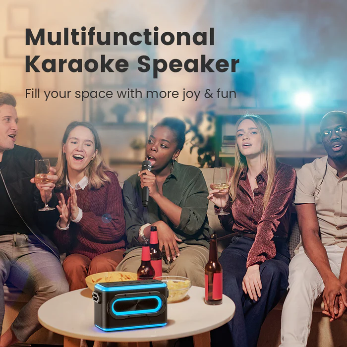 Bluetooth Karaoke Speaker with vibrant lights for parties and gatherings, enhancing your fun and joy