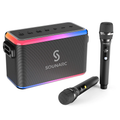 Bluetooth Karaoke Speaker with Two Wireless Microphones and Colorful LED Lights