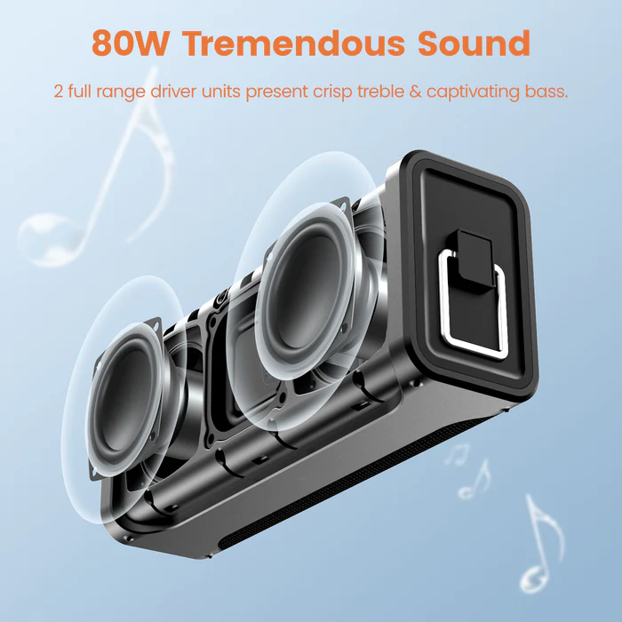 VMIDirect Portable Bluetooth Karaoke Speaker with 80W sound and dual full range drivers for clear audio