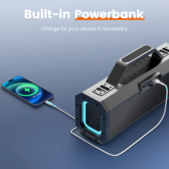 VMIDirect Portable Bluetooth Karaoke Speaker with Built-in Powerbank for Charging Devices