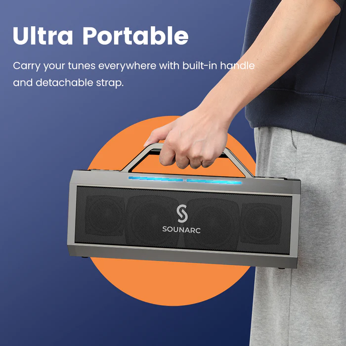 VMIDirect Portable Bluetooth Karaoke Speaker with built-in handle and detachable strap for easy transport
