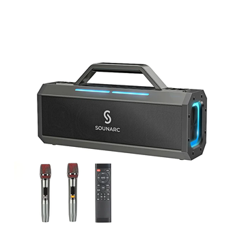 Portable Bluetooth Karaoke Speaker with dual microphones and remote control for singing entertainment