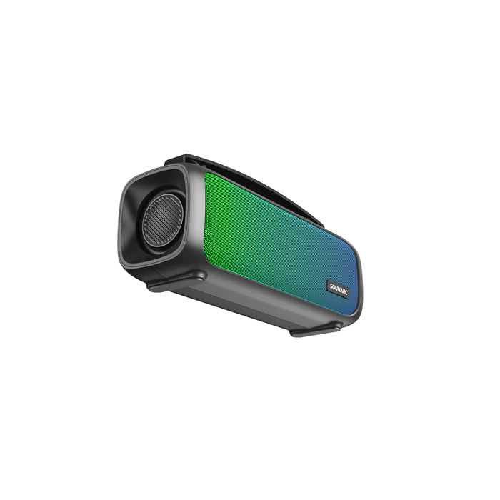 VMIDirect Portable Bluetooth Speaker with vibrant blue and green design and carry handle