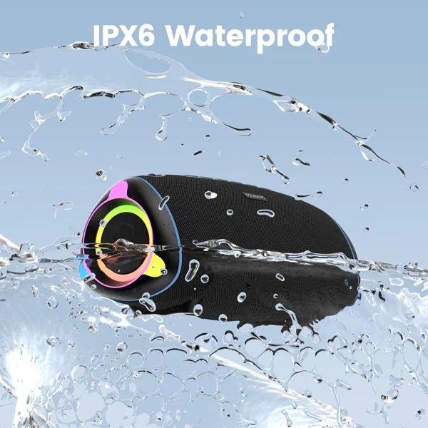 VMIDirect Portable Bluetooth Speaker with IPX6 Waterproof Rating and Colorful LED Lights
