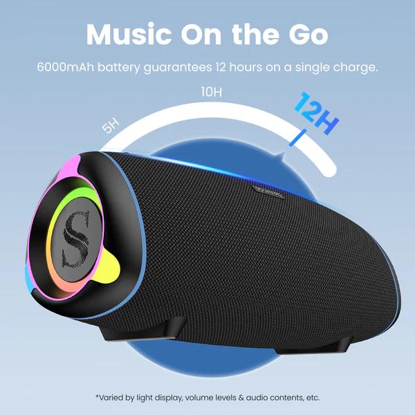 VMIDirect Portable Bluetooth Speaker with 6000mAh battery for 12 hours of playtime on a single charge