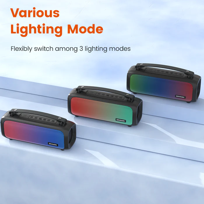 Portable Bluetooth Speaker with Various Lighting Modes and Flexible Switch Options