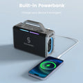 VMIDirect Portable Karaoke Speaker with built-in power bank charging a smartphone for outdoor fun