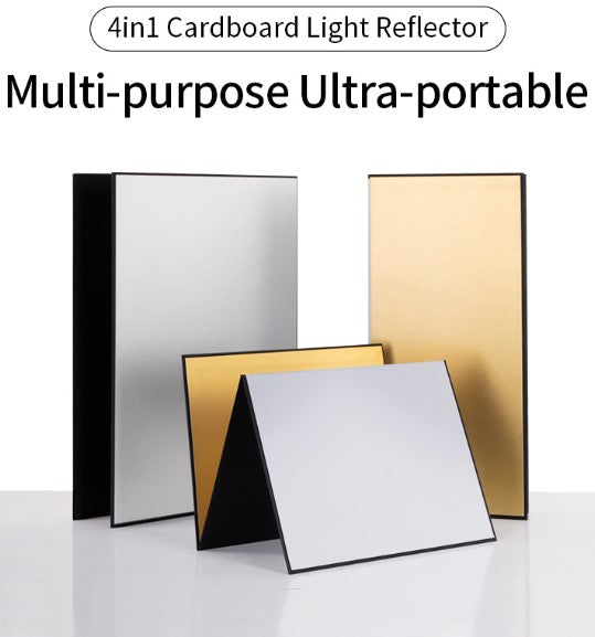 4-in-1 Cardboard Light Reflectors in Silver and Gold for Striped Photography Background Paper