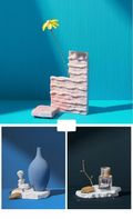Striped Photography Background Paper in vibrant blue used for stylish photo prop displays