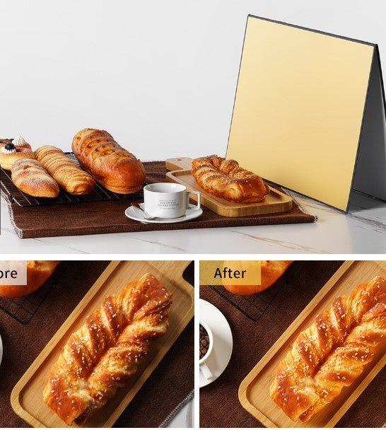 Striped Photography Background Paper in gold with baked goods for professional food photography