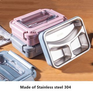 Stylish VMIDirect 900ml Electric Heating Lunch Box made of durable stainless steel with multiple compartments
