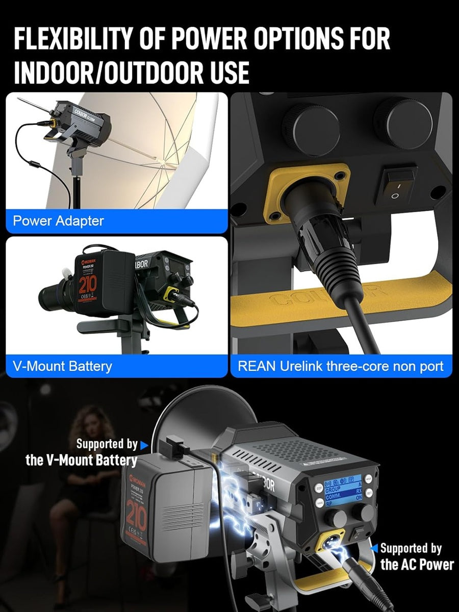 Synco COLBOR CL220R RGB LED studio light with flexibility for indoor and outdoor power options