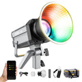 Synco COLBOR CL220R RGB LED studio light with remote control, accessories, and vibrant color options