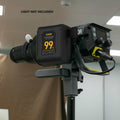 V-Mount Adapter for Synco COLBOR attached to studio lighting equipment for professional photography