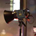 V-Mount Adapter for Synco COLBOR attached to a studio light setup for photography and video production