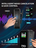 SYNCO G2 Pro wireless mic system featuring intelligent noise cancellation and gain control dials