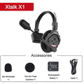 Sync Xtalk X1 Wireless Communication Headset for Filmmaking with accessories like a mic windshield and rechargeable battery