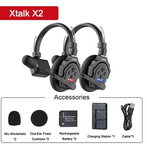 Sync Xtalk X2 Wireless Communication Headset for Filmmaking with Accessories including Charging Station and Battery Pack