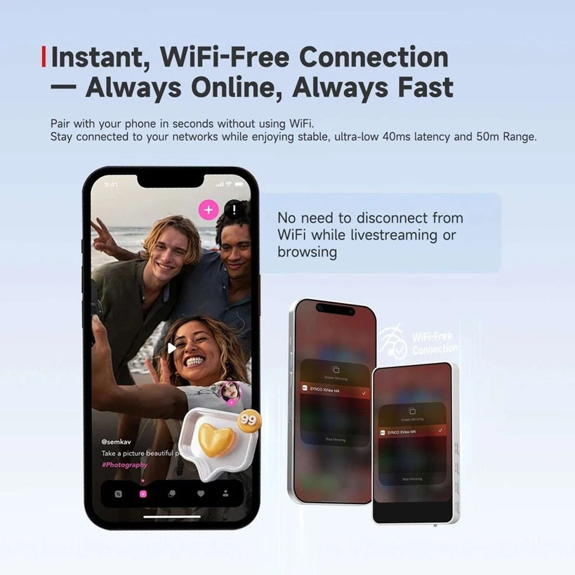SYNCO XView M4 magnetic screen mirroring for seamless phone connection without WiFi