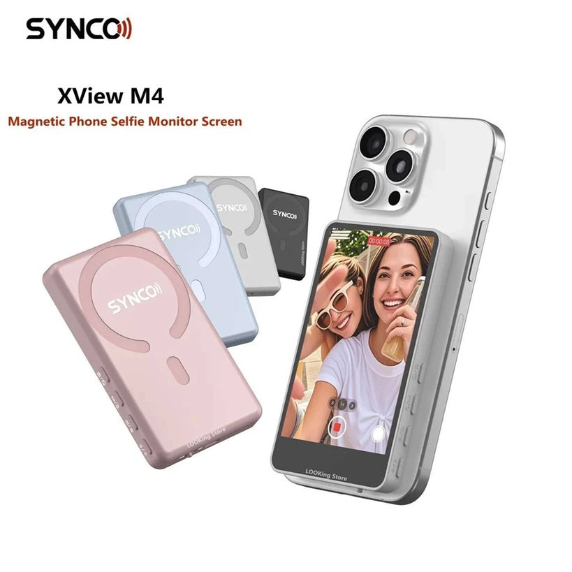 SYNCO XView M4 magnetic screen mirroring for selfies with smartphone, compact design and vibrant display