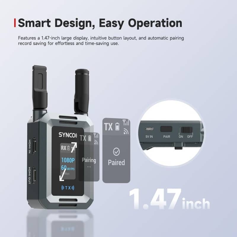 VMIDirect Wireless Video System with 1.47-inch display and intuitive button layout for easy operation
