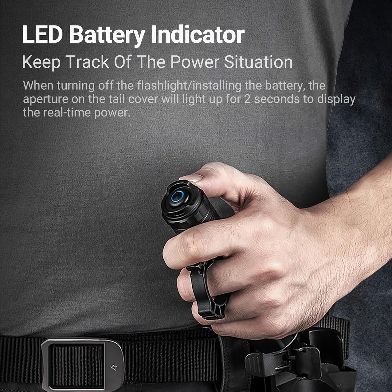VMIDirect Tactical LED Flashlight with LED battery indicator for power monitoring