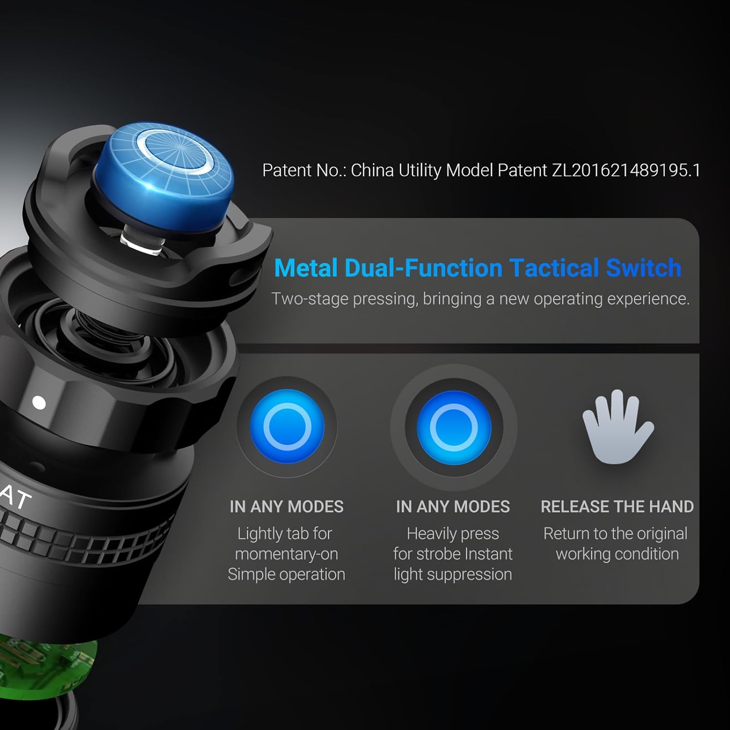 VMIDirect Tactical LED Flashlight with Metal Dual-Function Tactical Switch for versatile use