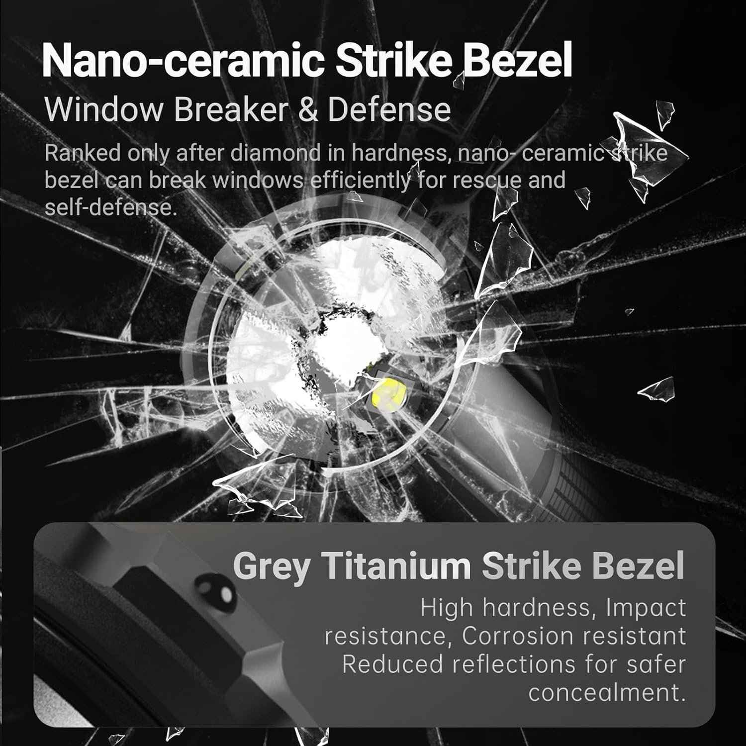 VMIDirect Tactical LED Flashlight with nano-ceramic strike bezel for window breaking and self-defense
