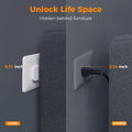 Extension cord with Tessan 11 outlet surge protector shown slim and hidden behind furniture