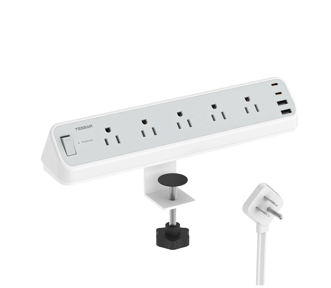 VMIDirect desk clamp power strip 10ft Cord with multiple outlets and USB ports for convenient charging