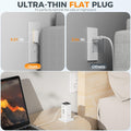 Extension cord with ultra-thin flat plug designed as a desktop charging station for multiple devices behind sofa or nightstand