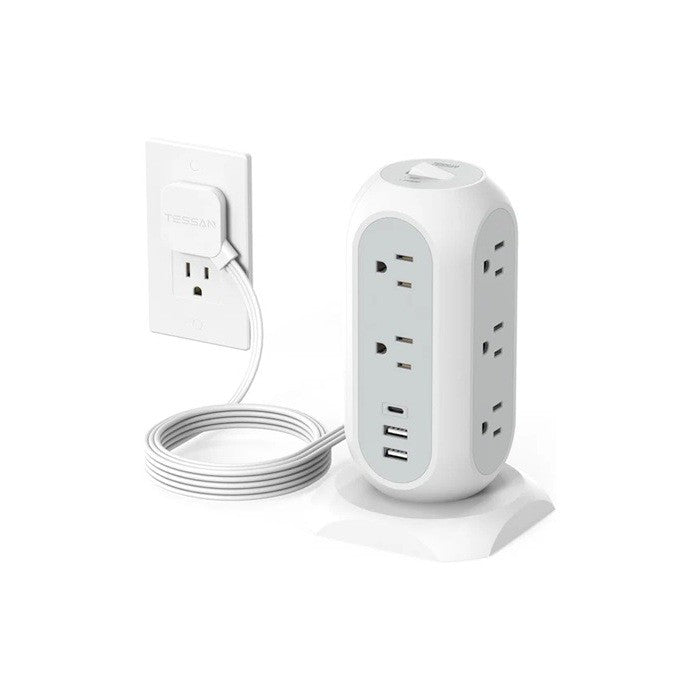 VMIDirect Flat Plug Extension Cord with multiple ports and USB charging for travel convenience