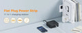 Flat plug power strip for tight spaces with 11 in 1 charging station on a desk