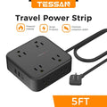 Extension cord flat plug power strip for tight spaces with 5ft cord and multiple outlets