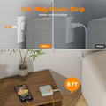 Flat Plug Power Strip with 5 ft cord and compact design for discreet placement behind furniture